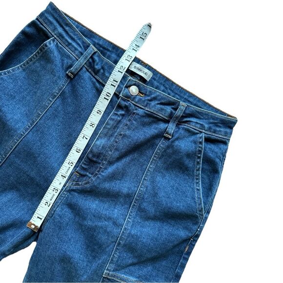 NWT SIMKHAI River Cargo Dark Wash Denim Blue Jeans Size 31 - Picture 11 of 13